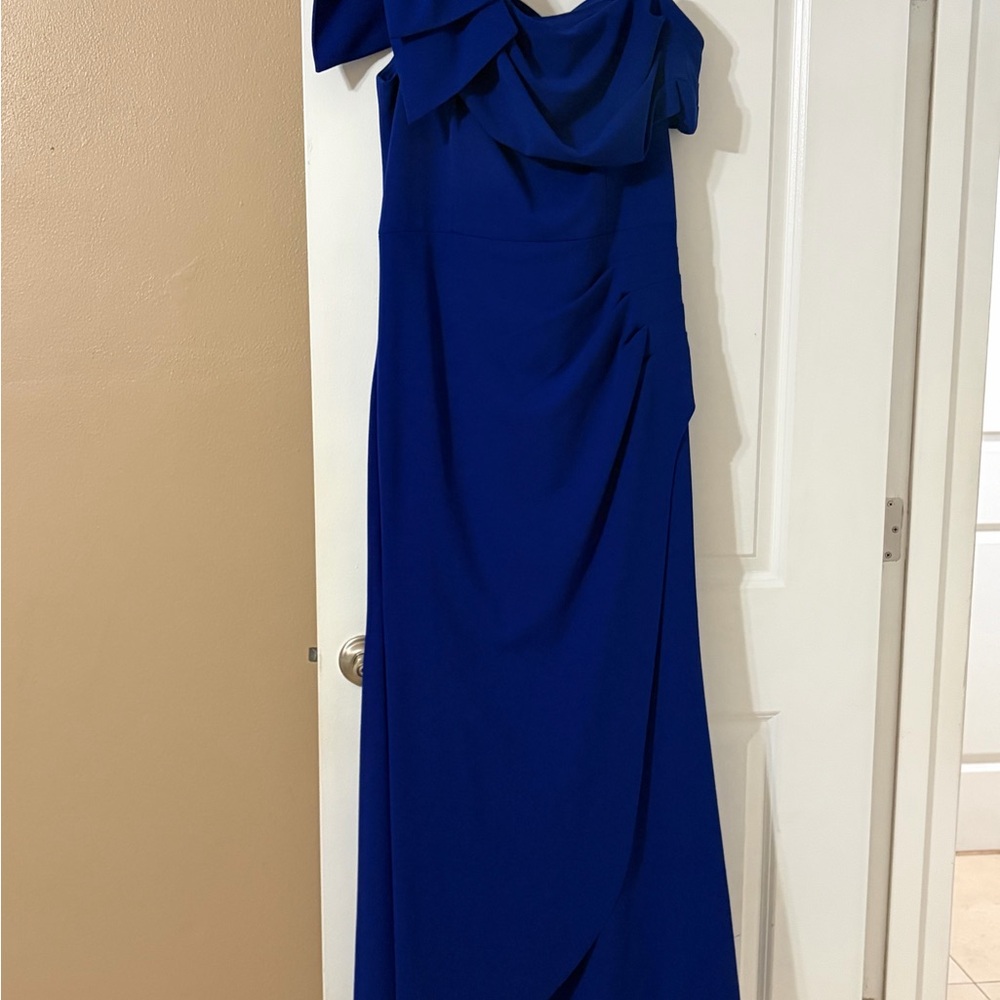 Mother of the bride Cobalt Blue One-Shoulder Evening Gown